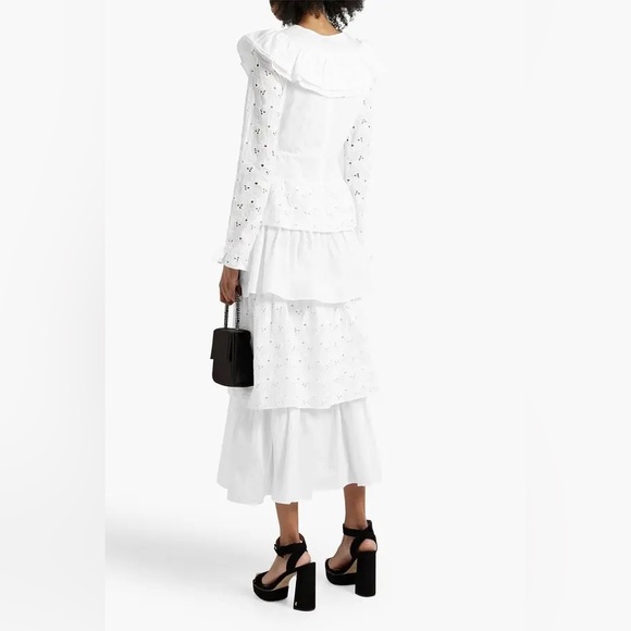 Batsheva White Ruffled Midi Dress - Picture 2 of 3